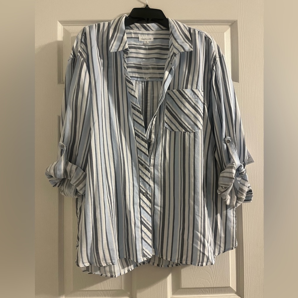 Westbound long striped shirt with 3/4 sleeve in extra large New with Tags